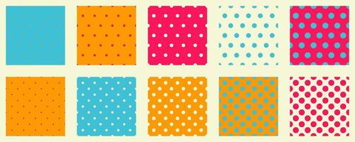 Set polka dots seamles pattern. Simple background for web or print. Abstract surface. vector