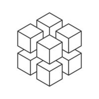 Abstract geometric design of interconnected cubes. Represents connection, structure, or data. Minimalist line art style, perfect for tech, engineering, or architecture concepts. vector