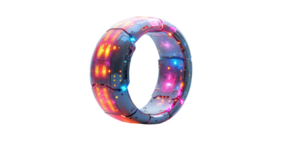 Futuristic Neon-Illuminated Ring Device. Advanced Technology And Digital Innovation Concept Isolated On Transparent Background png