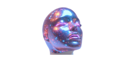 Futuristic Cosmic Face With Galaxy Texture. Exploring The Intersection Of Art And Technology Isolated On Transparent Background png