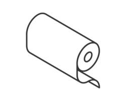 Simple isometric line art illustration of a roll of paper unfurling. Perfect for concepts of beginnings, new projects, creativity, or continuous processes. vector