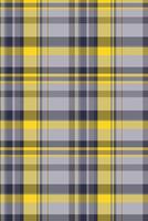Vibrant yellow and gray plaid pattern. Perfect for textile design, fashion, or website backgrounds. This seamless texture offers a stylish and modern aesthetic, conveying warmth and sophistication. vector