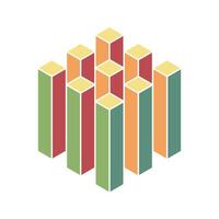 Abstract isometric cityscape graphic. Colorful blocks symbolize growth, development, or urban planning. Ideal for presentations, websites, and reports needing a modern, minimalist design. vector
