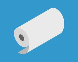A minimalist isometric illustration of a roll of paper against a vibrant blue backdrop. Perfect for concepts of new beginnings, potential, or continuous processes. vector