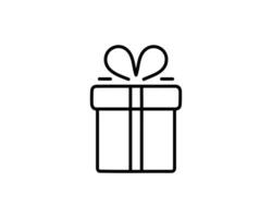 Clean, minimalist line art icon of a gift box with a bow. Perfect for websites, apps, and presentations needing a simple yet elegant gift symbol. vector