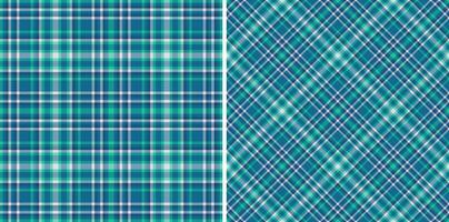 Dual teal and turquoise plaid patterns. Perfect for textile design, fashion, websites, and branding. Elegant geometric textures offer versatile design options. vector