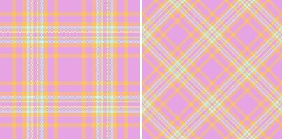 Pastel pink and yellow plaid patterns. Two seamless textures offer versatile design options for textiles, websites, or packaging. Perfect for branding, fashion, and crafting projects. vector