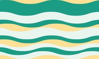 Abstract wavy stripes background in teal, pale yellow, and white. Perfect for website banners, social media posts, or textile design. Evokes feelings of calm, summer, and fluidity. vector