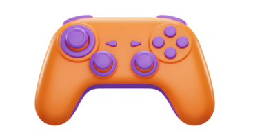 Vibrant Orange and Purple Gaming Controller 3D Render A Closeup View of a Modern Gamepad png