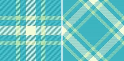 Elegant teal and pale yellow plaid patterns, perfect for textile design, fashion, or website backgrounds. These seamless textures offer versatile options for creating a fresh, modern aesthetic. vector