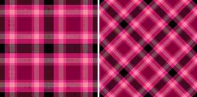 Vibrant pink plaid pattern set, classic tartan design. Ideal for backgrounds, textiles, apparel, or festive design elements. Versatile and stylish texture. vector