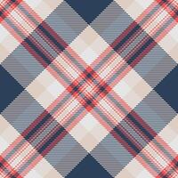 Elegant coral, navy, and beige plaid pattern. Seamless textile design ideal for fashion, home decor, or web backgrounds. This vibrant yet sophisticated texture evokes feelings of warmth and style. vector