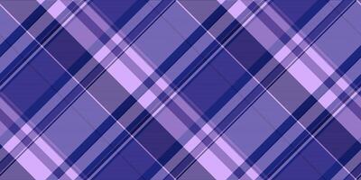 Real plaid background pattern, give seamless check tartan. Yuletide fabric textile texture in blue and violet colors. vector