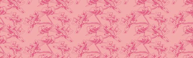 Delicate pink floral pattern, seamless design. Elegant, abstract blossoms repeat across a soft background. Ideal for textiles, wallpapers, branding, and website backgrounds. vector