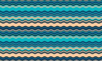 Vibrant wavy stripes in teal, blue, and peach create a seamless pattern perfect for textile design, website backgrounds, or any project needing a playful, summery feel. vector