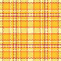 Vibrant pixelated plaid pattern with warm yellow and red hues. Textile design element ideal for backgrounds, textures, or modern design projects. Retro feel. vector