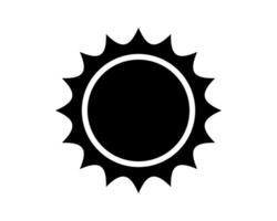 Simple black sun icon on white background. Symbolizes warmth, energy, and optimism. Perfect for weather forecasts, summer designs, and positive messaging. vector