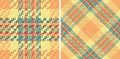 Two vibrant plaid patterns in warm autumnal hues. Perfect for textile design, fashion, home decor, and website backgrounds. The image evokes a feeling of cozy comfort and rustic charm. vector