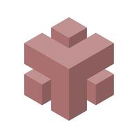 Abstract isometric cube composition. Muted mauve color palette evokes calm and sophistication. vector