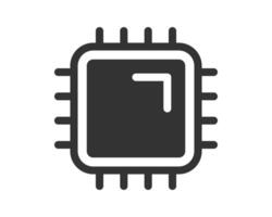 Minimalist icon depicting a computer chip. Symbolizes technology, data processing, and artificial intelligence. Suitable for web design, presentations, and print materials. vector