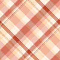 Elegant diagonal plaid pattern in soft peach, coral, and cream tones. Perfect for textile design, fashion, branding, or website backgrounds. vector