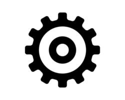 Simple black gear icon on white. Symbolizing process, settings, or mechanism. Ideal for design, tech, automation or development projects. Isolated . vector