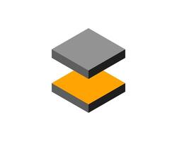 Abstract isometric design featuring stacked gray and orange cubes. Represents layers, growth, stability, or building blocks. Ideal for presentations, websites, and corporate branding. vector