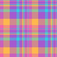 Vibrant plaid pattern with bold, pastel colors. Seamless textile design, perfect for backgrounds, apparel, and creative projects. Fabric texture, retro feel. vector