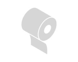 Simple grey isometric illustration of a toilet paper roll. Perfect for websites, apps, or presentations needing a clean, minimalist graphic representing hygiene, cleanliness, or preparation. vector