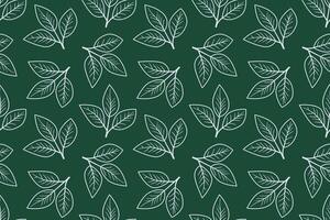 Elegant seamless pattern of stylized leaves on a deep green background. Perfect for textile prints, wallpaper, website design, or any project needing a touch of natural, minimalist sophistication. vector