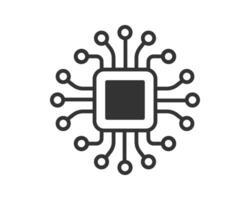 Modern, minimalist icon of a microchip. Symbolizes technology, computing, artificial intelligence, and innovation. Perfect for websites, apps, and design projects. Clean graphic. vector