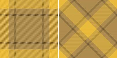 Two stylish plaid patterns in mustard yellow and taupe. Perfect for textile design, fall fashion, or autumnal themed projects. vector