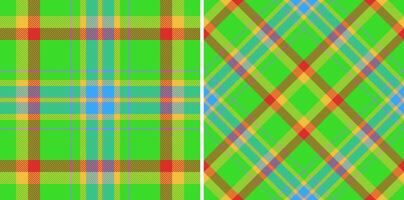 Vibrant green plaid patterns, perfect for textile design, fashion, or website backgrounds. Two distinct styles offer versatility classic horizontal and dynamic diagonal checks. vector