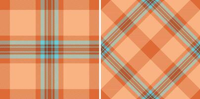 Classic tartan patterns set in orange blue. Seamless, tileable. Perfect for textiles, backgrounds, or digital design projects needing a rustic touch. vector