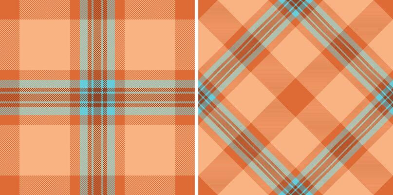 Classic tartan patterns set in orange blue. Seamless, tileable. Perfect for textiles, backgrounds, or digital design projects needing a rustic touch.
