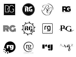 RG logo company template. Letter r and g logotype. Set different classic serif lettering and modern bold text with design elements. Initial font typography. vector