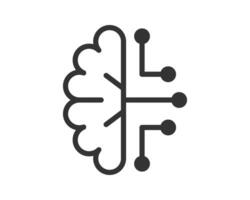 Minimalist icon of a brain merging with a circuit board. Symbolizes artificial intelligence, machine learning, and the future of technology. Use for presentations, websites, and reports. vector