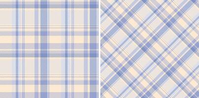 Pastel plaid patterns two seamless textures in soft blue and cream. Perfect for textile design, fashion, scrapbooking, and website backgrounds. vector