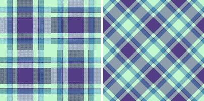 Two stylish pastel plaid patterns in teal and purple. Perfect for textile design, fashion, websites, or scrapbooking. A versatile image representing classic style and modern color palettes. vector