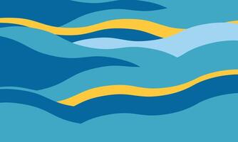 Serene abstract wave pattern in calming blues and gold. Perfect for websites, social media, presentations, and print designs conveying tranquility, flow, and summer vibes. vector