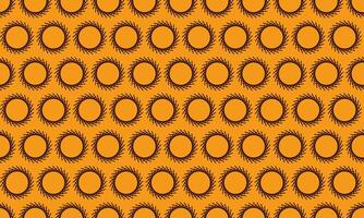 Vibrant orange background featuring a repeating pattern of stylized suns or cogs. Ideal for website banners, textiles, or any project needing a bold, geometric design. vector