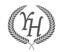 Initial letter Y and H, YH monogram logo design with laurel wreath. Luxury calligraphy font. vector