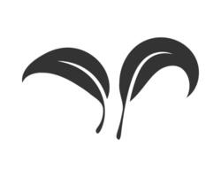 Elegant graphic of two leaves in dark gray. A simple symbol for growth, nature, and organic products. Versatile for logo design, branding or illustration. vector