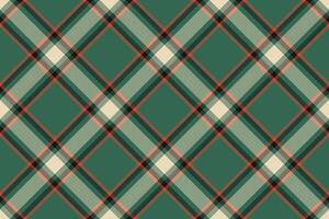 Seamless tartan pattern. A classic diagonal plaid design in green, beige and orange. Ideal for textile, fashion, backdrop, packaging design projects. vector