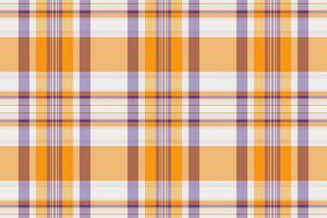 Warm and inviting plaid pattern in shades of orange, brown, purple, and white. Textile design for backgrounds, fabrics, or creative projects. Seamless repeat. vector