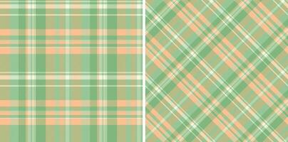 Seamless plaid pattern in pastel green and peach tones. Versatile background for textiles, wrapping paper, or design projects. Offers a gentle, calming aesthetic. vector