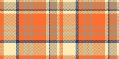 Vibrant autumnal plaid pattern in warm orange, beige, and navy tones. Perfect for fallthemed designs, textile prints, website backgrounds, and apparel. vector