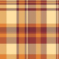Copy space plaid seamless texture, tidy pattern check background. Stylish fabric tartan textile in red and amber colors. vector