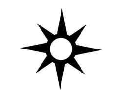 Abstract black star with sharp points emanating from a central void, isolated on white. Represents potential, guidance, and aspiration. Versatile graphic element. vector