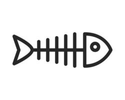 Minimalist fishbone icon. Represents nutrition, seafood, leftovers or a skeletal remains concept. Usable for menus, illustrations, or design elements. vector